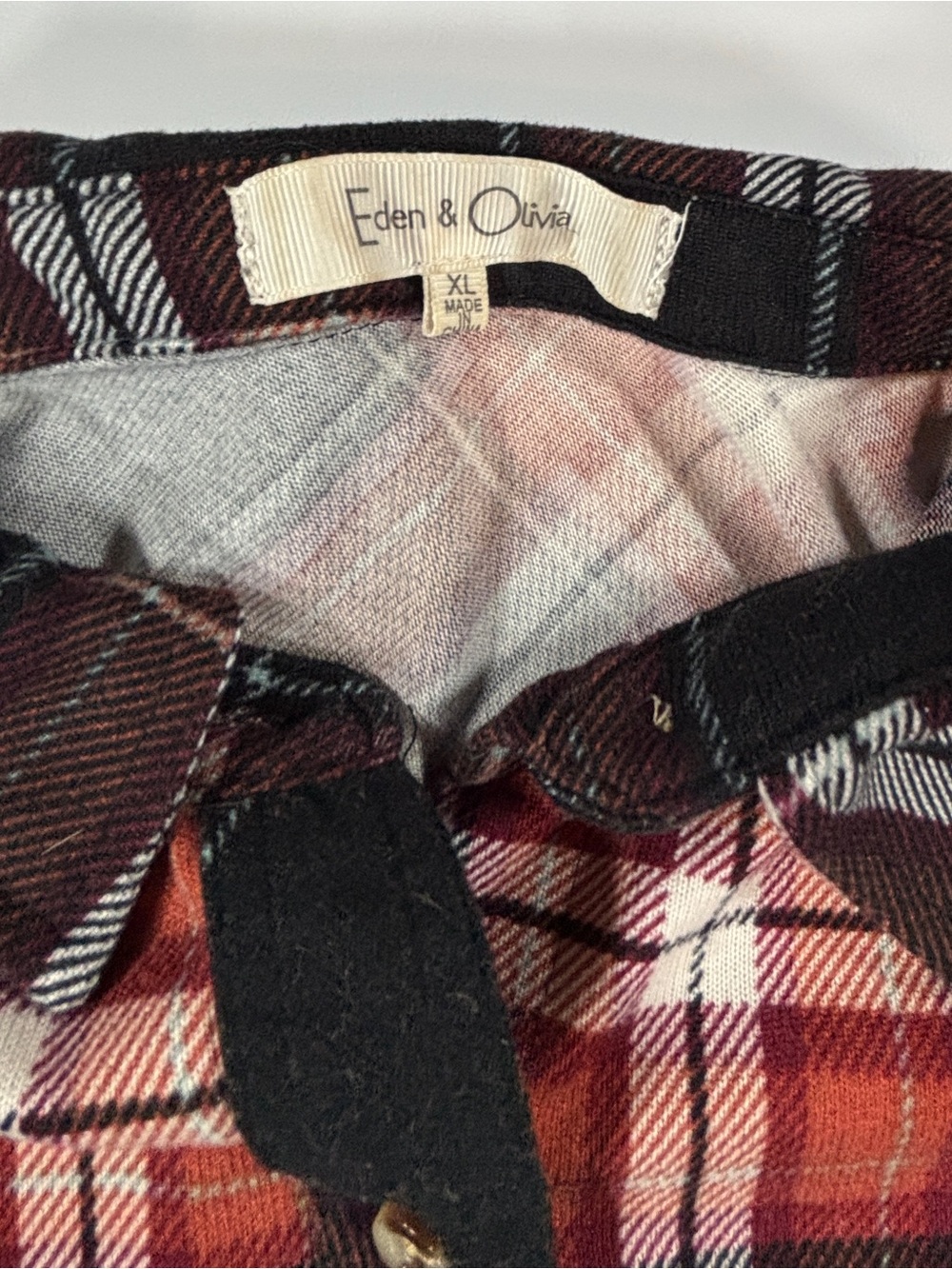 Eden & Olivia Soft Plaid Button Up Flannel Shirt Women’s XL Brown Buffalo Check - Picture 6 of 10